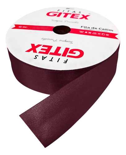 Fita De Cetim Nº5 Larg 23mm Rolo Com 50m - Cores Cor 147 - Vinho Lisa