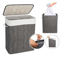Comprar Cesto Bambu Doble Cuadrado Tapa Funda Ropa Lavadero Canasto 