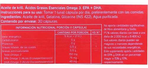 Diar Omega 3 Aceite De Krill Puro 30 Capsulas Sin Sabor Sin Sabor