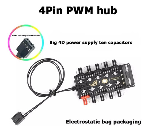 Cable Ventilador Extensión Fan Hub Pwm - Molex - 10 Puertos