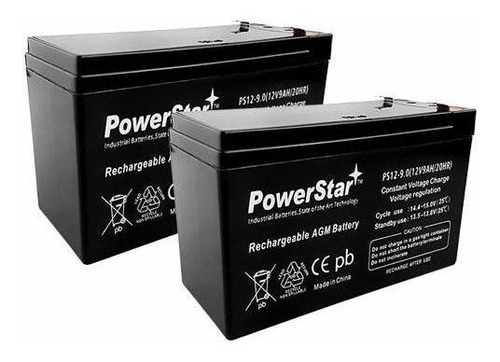 Powerstar-12v 2pk 9ah Batería Razor Scooter Es300 E200 E300 