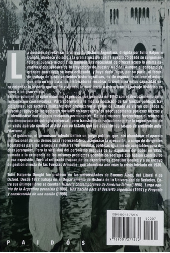 Historia Arg T. 7 Democracia Masas, De Halperin Donghi. Editorial Paidós (p), Tapa Blanda En Español