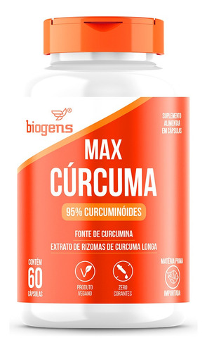 Max Curcuma Concentrada 95% ,60 Cápsulas, Biogens
