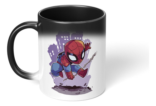 Taza Magica Cambia Color Spiderman Marvel Chibi