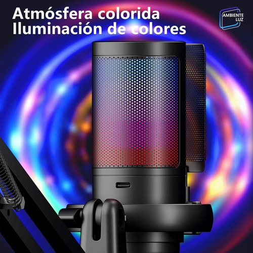 Micrófonos Podcast Rgb Condensador Cardioide Para Pc Y Usb-c