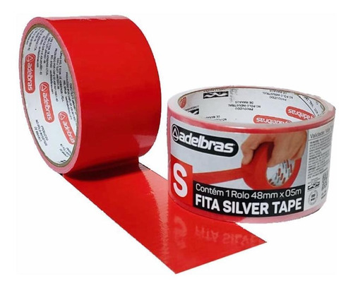Kit 5 Fita Adesiva Silver Tape Alta Fixação 48mmx5m Vermelho