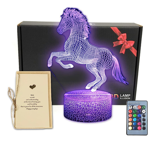 Tripro Horse Wild Animals 3d Illusion Led Lámpara De Mesa De