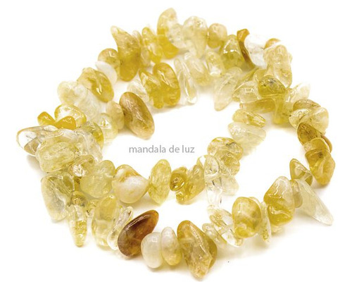 Pulseira Cascalho Pedra Cristal Citrino Amarelo Prosperidade