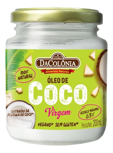 Óleo De Coco Virgem 100% Natural Sem Glúten Dacolônia  200ml
