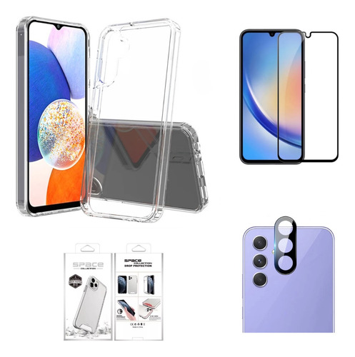 Case Funda Clear Para Samsung A25 + Mica Pantalla Y Cámara