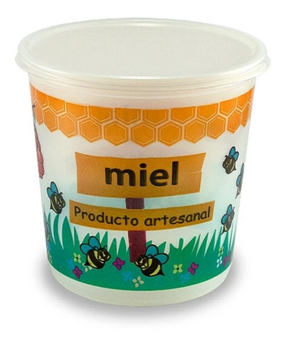 Envases Desechables Para Miel 1/2 Kilo  + Tapa (50 Unidades)