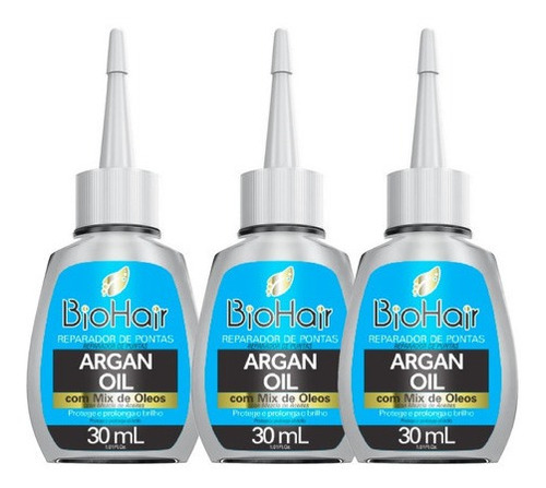 Kit Com 3 Reparador Para Pontas Bio Hair Óleo De Argan 30ml