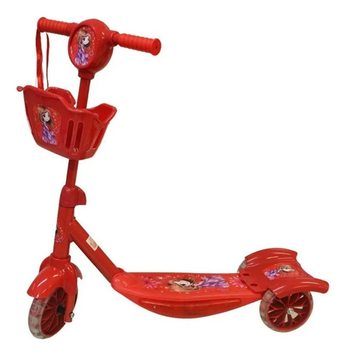 Patinete Infantil 3 Rodas Musical Luzes Led Premium Vermelho