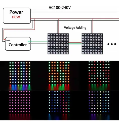 Modulo Matriz Led Flexible Rgb 8x8 Ws2812b 5050 Panel Cinta