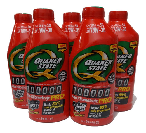 Aceite 10w30 Alto Kilometraje Quaker State 5 Pzas 946ml 