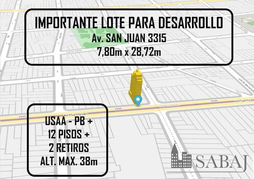 Importante Lote Sobre Av. San Juan 7,80m X 28,72m