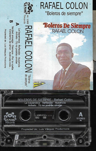 Rafael Colon Album Boleros De Siempre Gemini Record Cassette