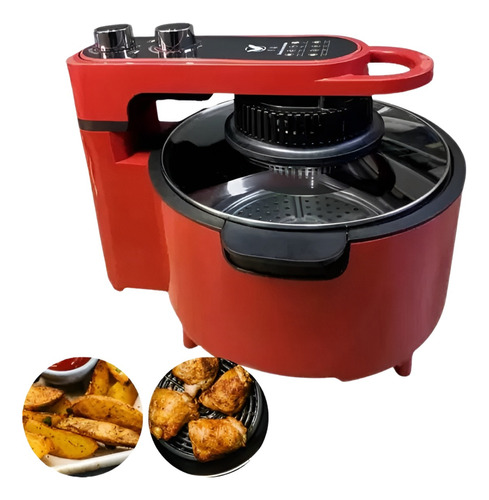 Fritadeira Elétrica Air Fryer Vermelha Panela 10l 127w