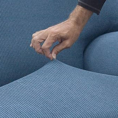 Protector Cubre Sala Elástico Ajustable Strech Fit -9 Pzas- Azul Acero Set Elástico