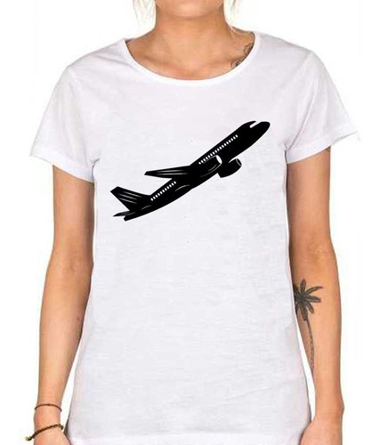 Remera De Mujer Avion Silueta Plane Vuelo Viajar