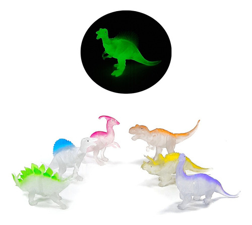 Dinosaurio Juguete Realista Brillan En La Oscuridad X 6