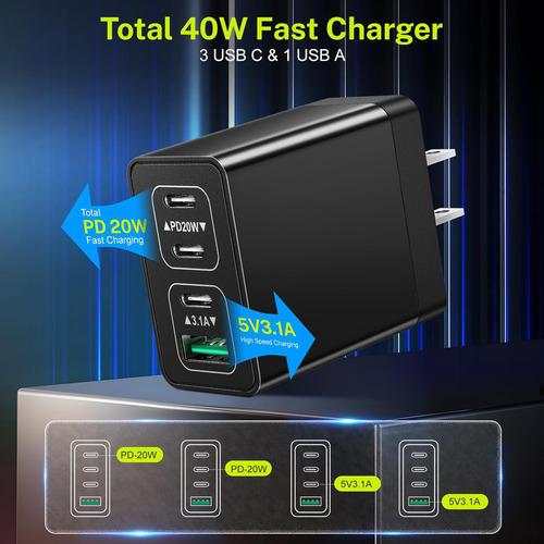 Cargador Usb C Bloque Cargador De Pared Tipo C Multipuert...
