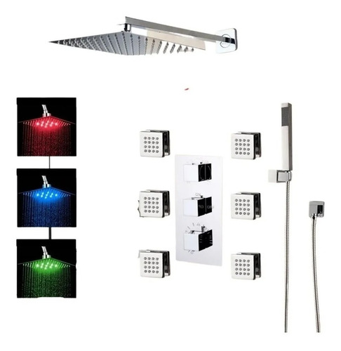 Set De Pared Con Regadera Led De 8 20cm De Ancho