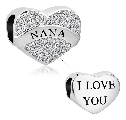 Chili Jewelry Heart I Love You Nana Charm Compatible Con Pan