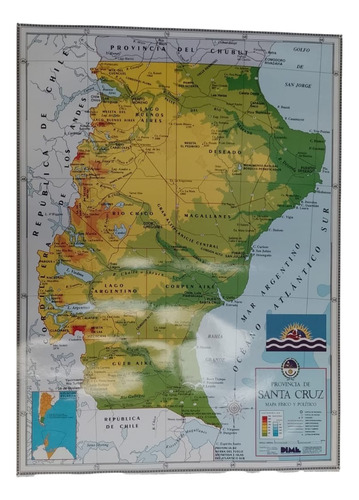 Mapa Santa Cruz Físico Político Mural Laminado Envarillado