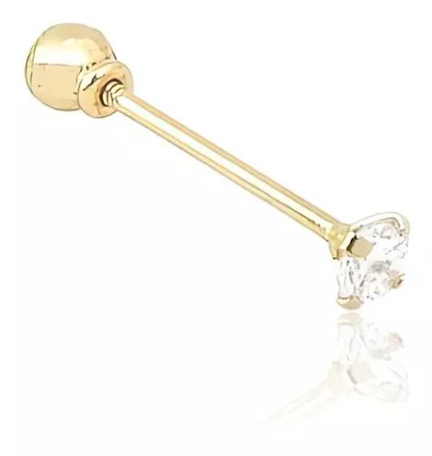 Piercing de Ouro Branco 18k Supercílio/Sobrancelha com Bolinha ac07003 -  Joiasgold Mobile