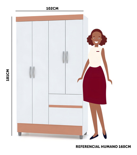 Guarda-roupa Panama 4 Portas 2 Gavetas Imbuia Rústico Ig