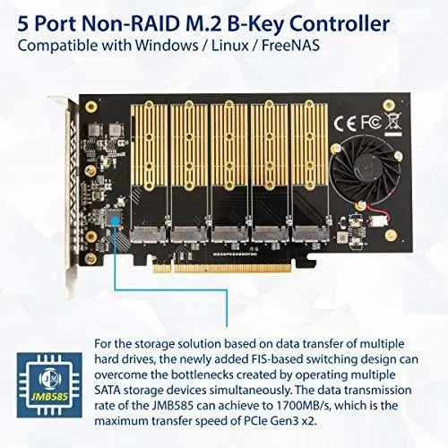 Tarjeta De Expansión Pci-e 3 0 X2 Para 5 Ssd M 2 Sata - Si-