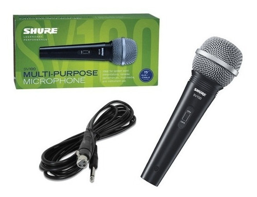 Microfono Dinamico Vocal Shure Sv100 Voz Karaoke + Cable 