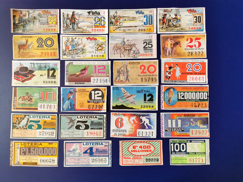 Ñ / 24 Boletos De Lotería Y Polla De Beneficencia 1960~1982 