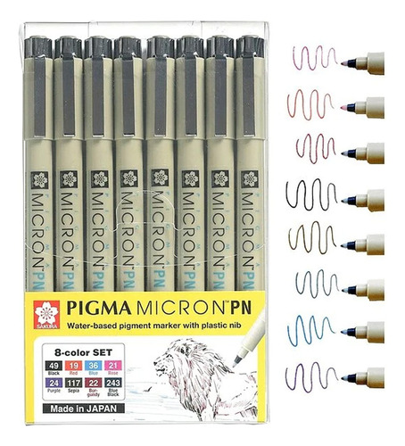 Set De Tiralínea Pigma Plastic Nib Sakura 8ud
