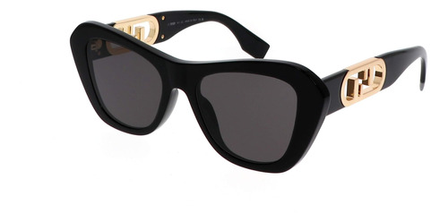 Fendi Fe40064i C01 Geometric Sunglasses Black Gold