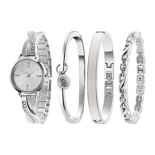 Conj. Brazalete Y Reloj Time100 Mujeres - Cristal