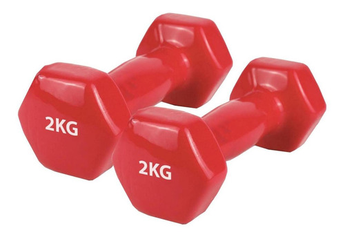 Set 2 Mancuernas De Goma 2kg Pesa Ejercicio Rojo Oferta