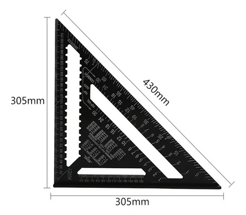 Regla Cuadrada Triangular De Aluminio De 12 Pulgadas Para Ca