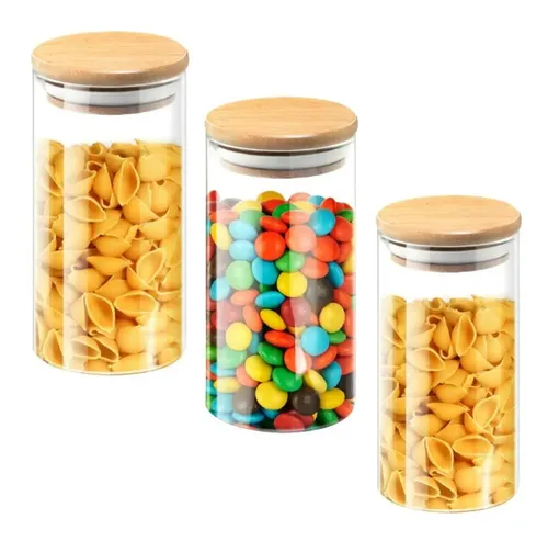 Kit 3 Potes Herméticos Vidro Borossilicato Tampa Bambu Bene Casa ...