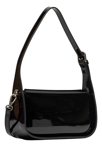 Prune Cartera Mini Bag Leaf Negro Lisa Níquel