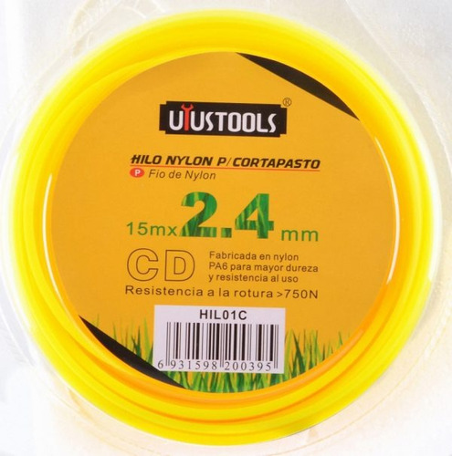 Hilo Nylon Redondo Para Orilladora Corta Pasto 15mx2.4mm