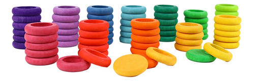 72 / Set Madera Redonda Bloques Donut Pie Apilamiento