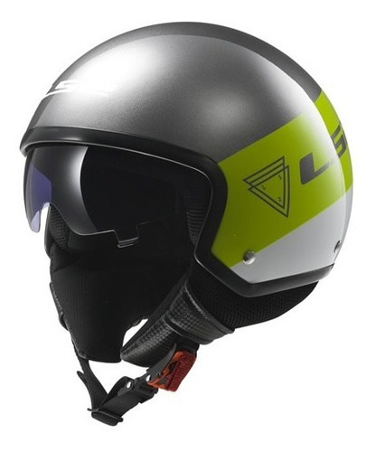 Imagen 5 de 10 de Casco Moto Abierto Ls2 Of561 Wave Beat Green Fluo Brillante
