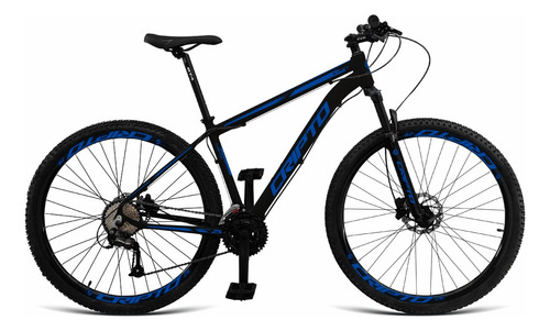 Mountain bike Cripto Start aro 29 15" 24v freios de disco mecânico câmbios Importado Index cor preto/azul