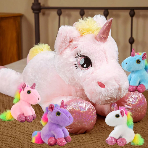 Unicornio Pony De Peluche Arcoiris Tipo Pegaso Almohada 5pcs