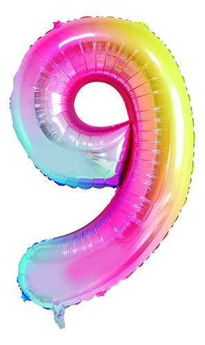 Balão Para Aniversários Número 9 Colorido 101cm 1 Un