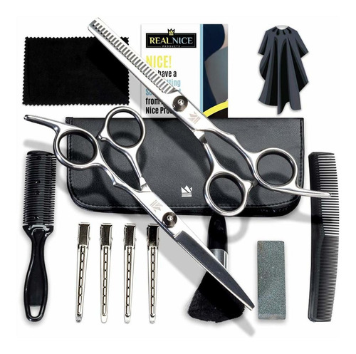 Kit Tijeras Peluqueria Profesional Real Nice Juego De 14