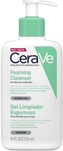 Cerave Gel Limpiador Espumoso Facial 236 Ml Piel Mixta-grasa