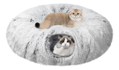 Cucha Cama Tunel Donut-juegos Mascotas Super Grande Gris  